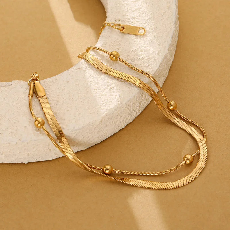 Pulsera Doble Bolitas Acero Inoxidable