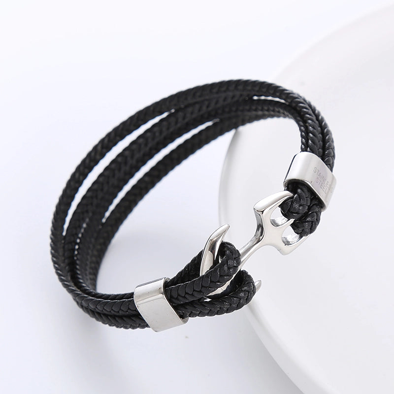 Pulsera Ancla Trenza Acero Inoxidable