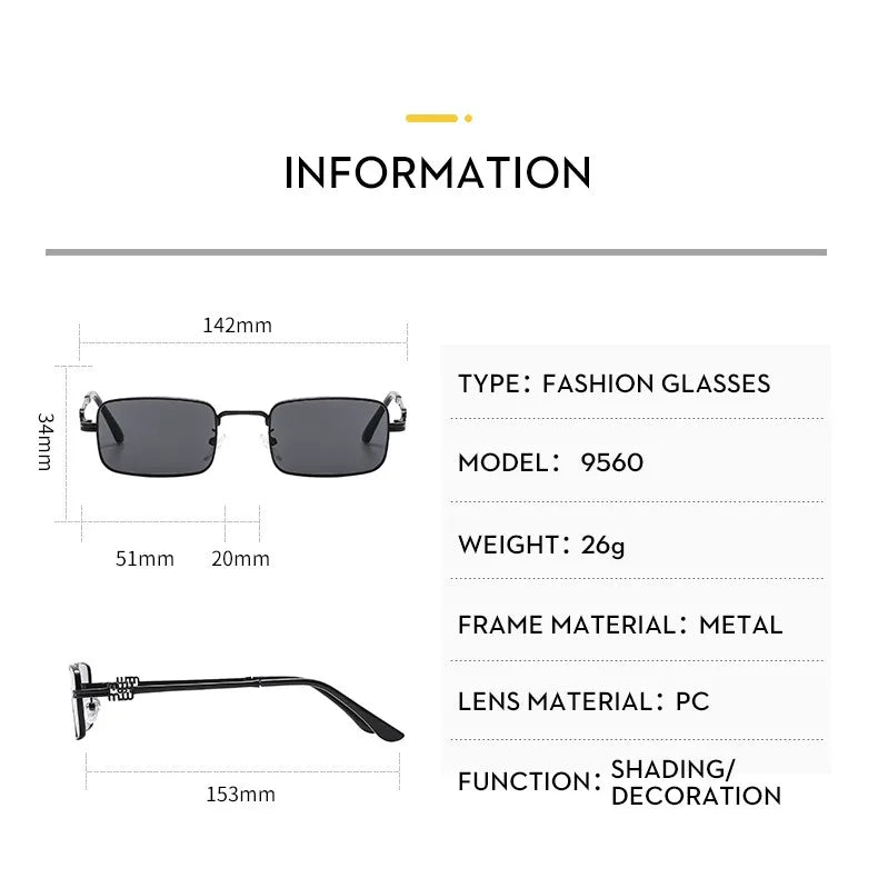 Gafas de Sol Rectangular Marco Dorado