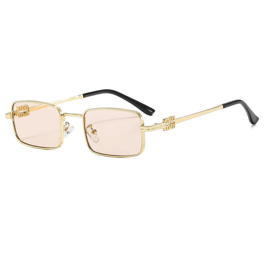 Gafas de Sol Rectangular Marco Dorado