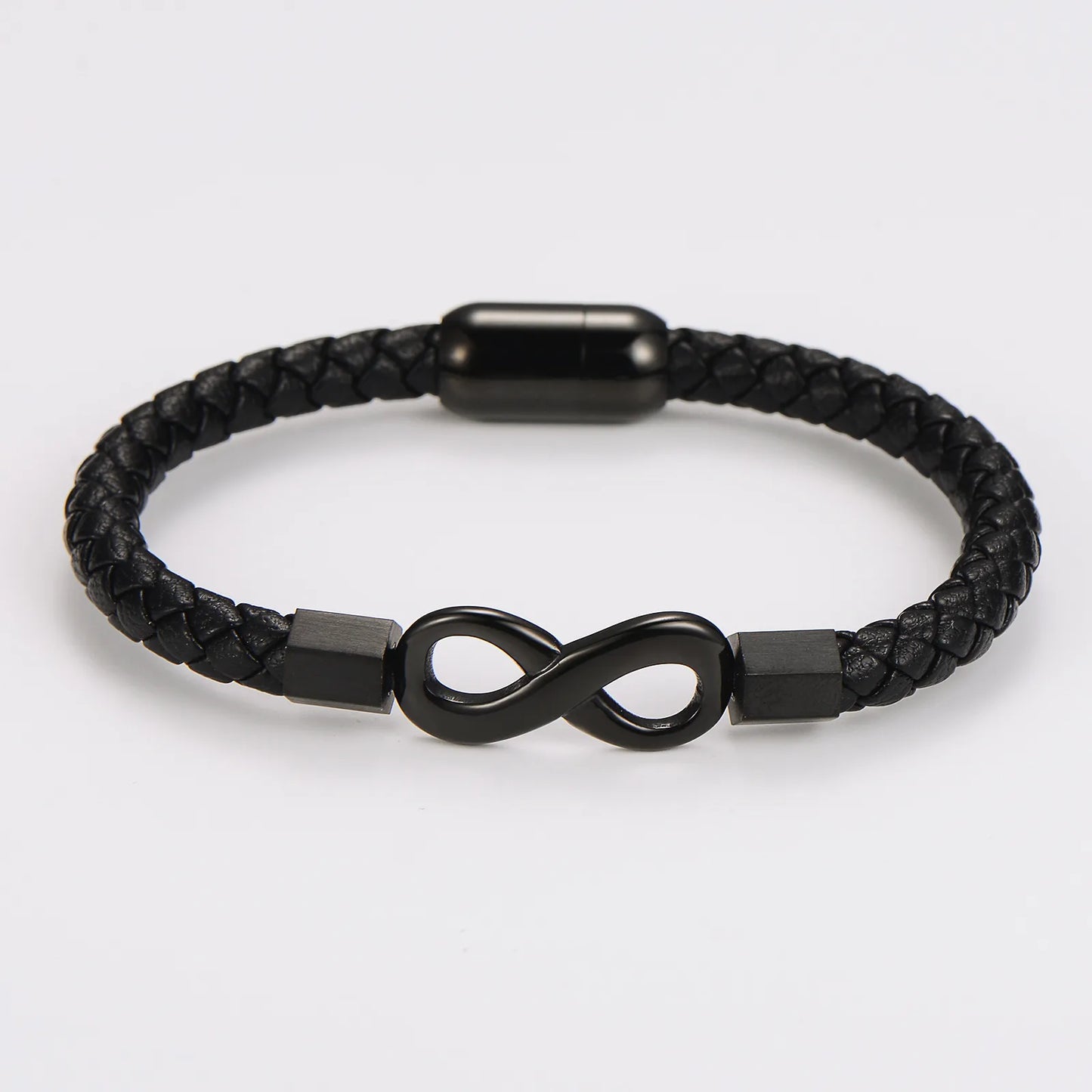 Pulsera Infinito Cuero Sintético Acero Inoxidable