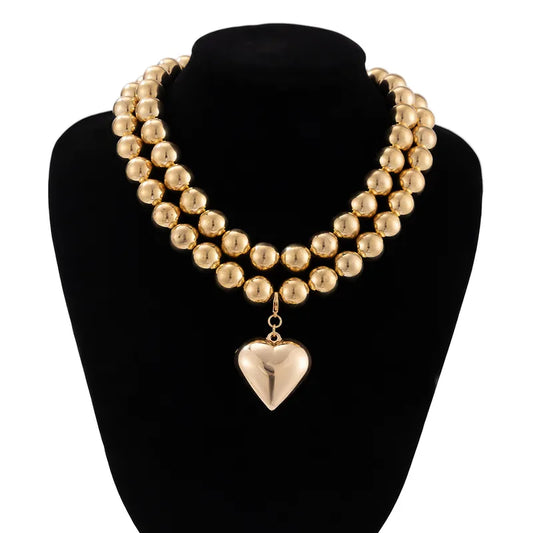 Set Collares Bolas Corazón