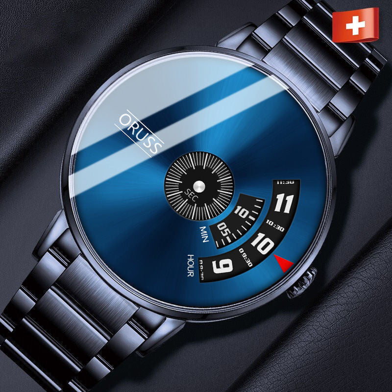 Reloj Redondo Negro Superficie Azul