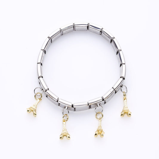 Pulsera Italiana Torre Eiffel Acero Inoxidable