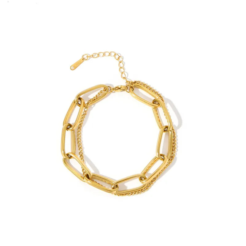 Pulsera Doble Dorada Acero Inoxidable