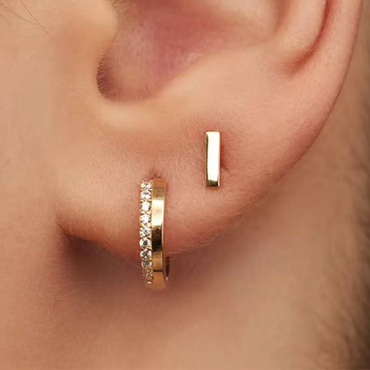 Arracadas Pequeñas Circón Dorado Plata 925