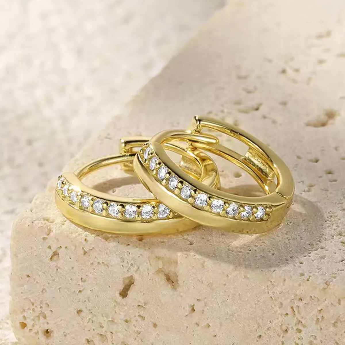 Arracadas Pequeñas Circón Dorado Plata 925