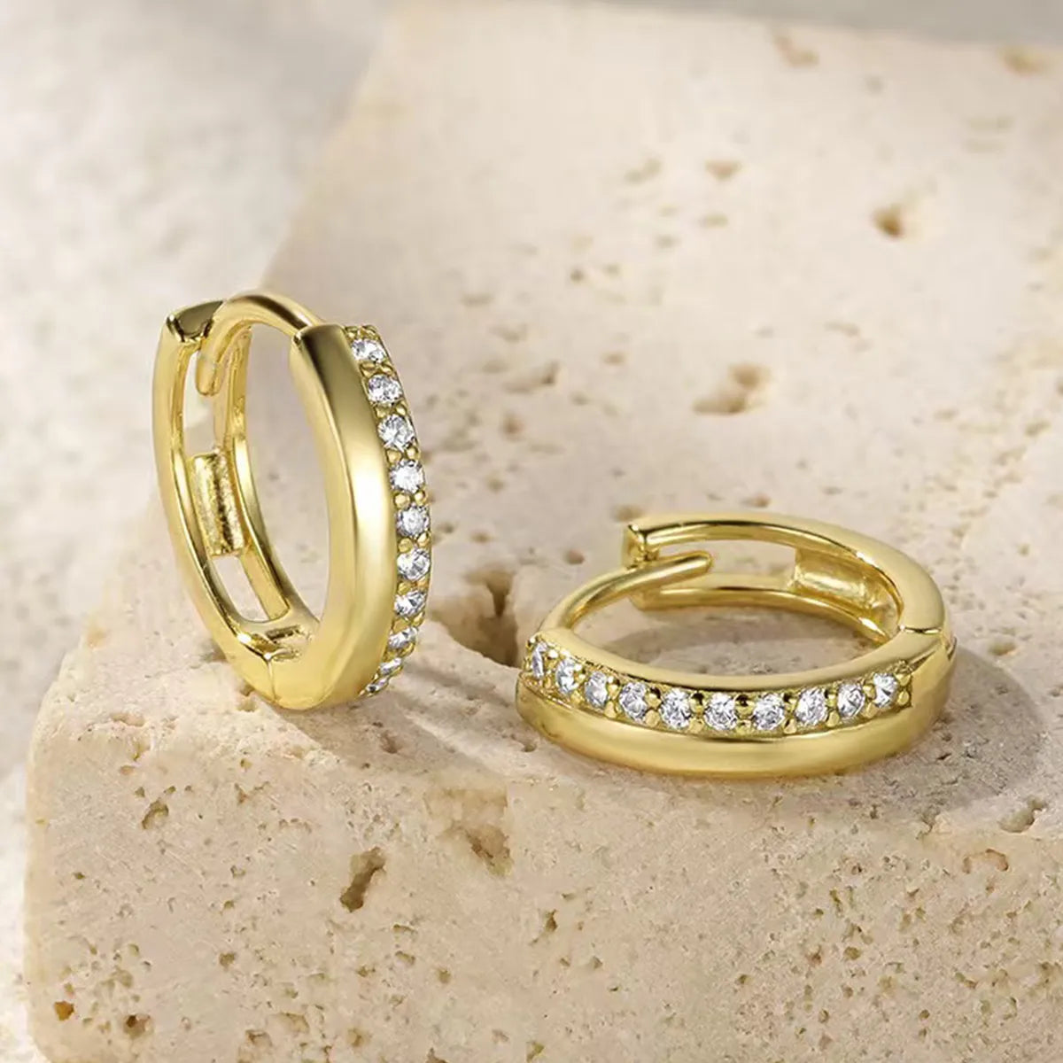 Arracadas Pequeñas Circón Dorado Plata 925