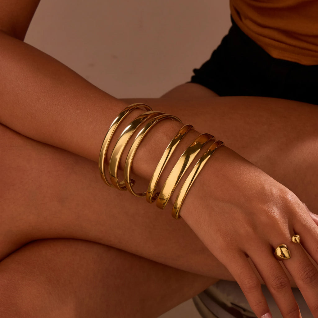 Pulsera Abierta Dorada Acero Inoxidable