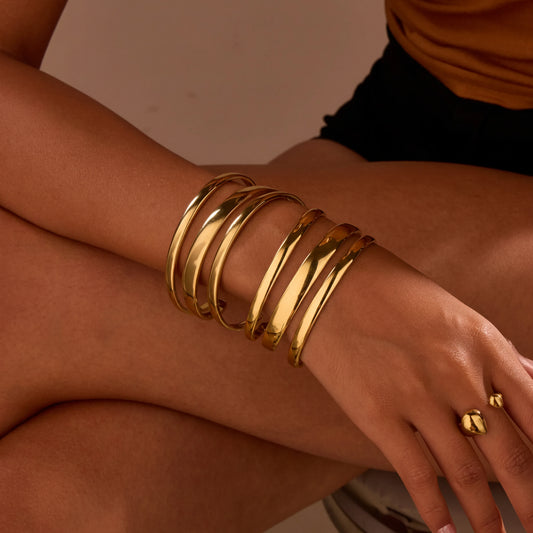 Pulsera Abierta Dorada Acero Inoxidable
