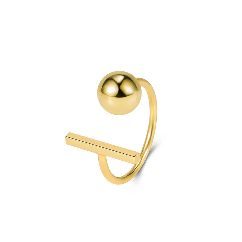 Anillo Bola Dorado Plata De Ley 925