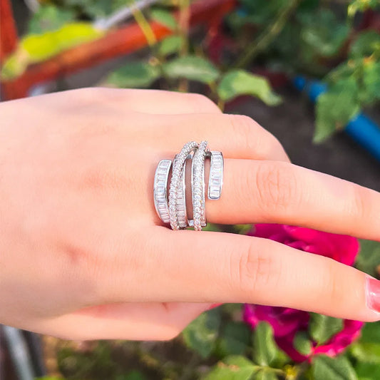 Anillo Grande Elegante Plateado