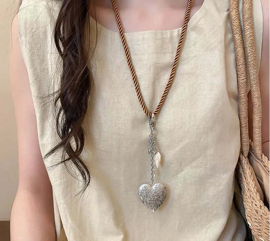 Collar Corazón Tela Aleación