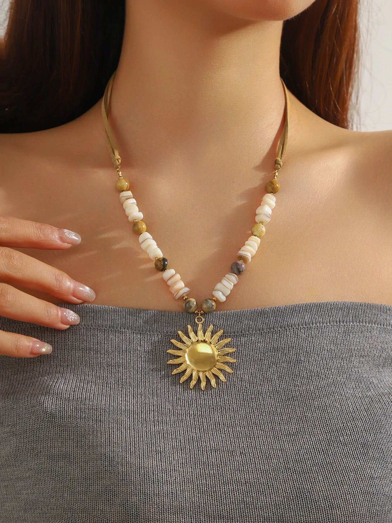 Collar Largo Sol Acero Titanio
