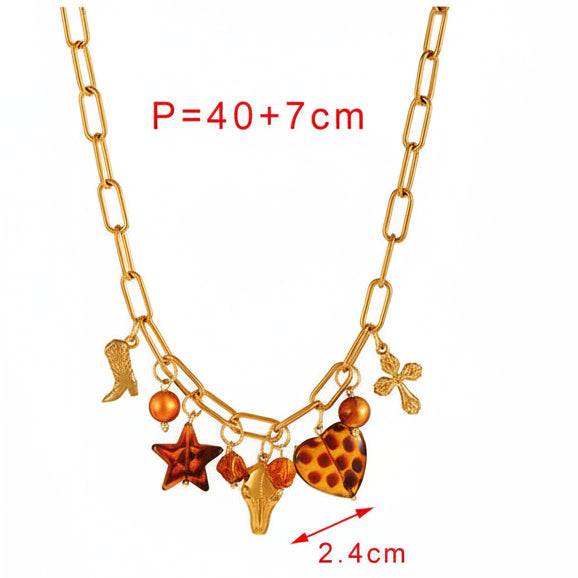 Collar Cabeza Bota Corazón Estrella Cruz Acero