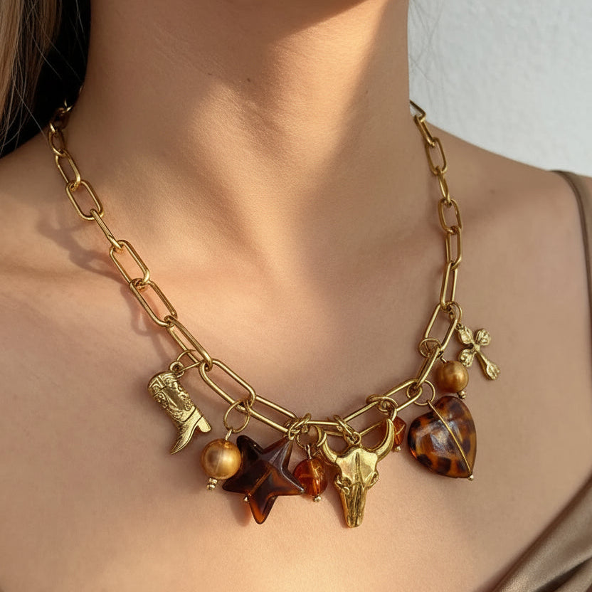 Collar Cabeza Bota Corazón Estrella Cruz Acero