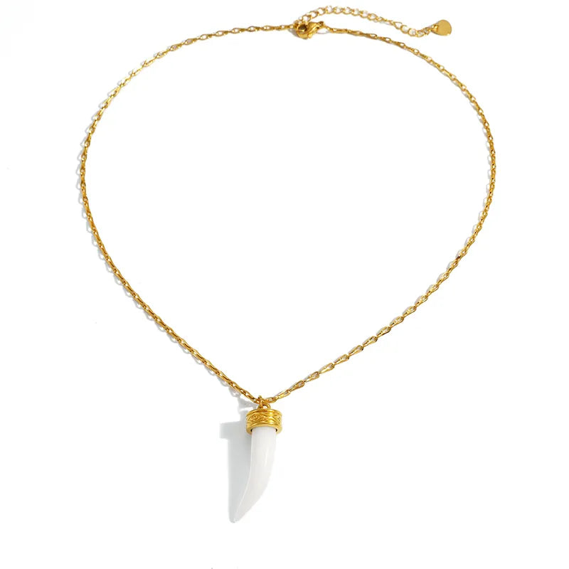 Collar Cuerno Blanco Acero Inoxidable