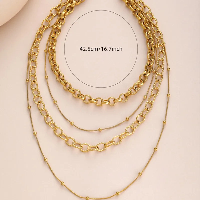 Collar Múltiple Dorado Acero Titanio