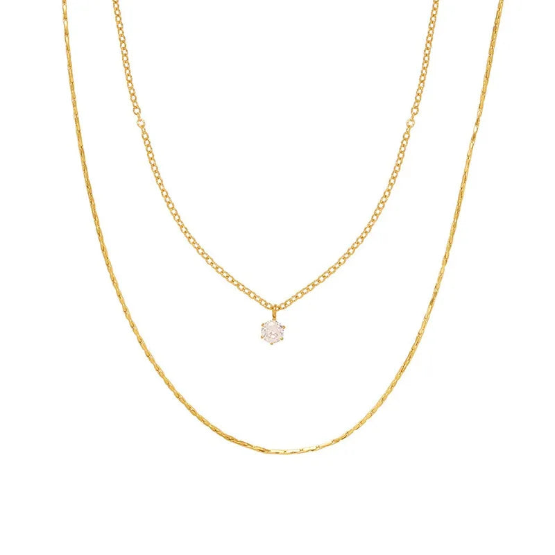 Collar Doble Dorado Acero Inoxidable