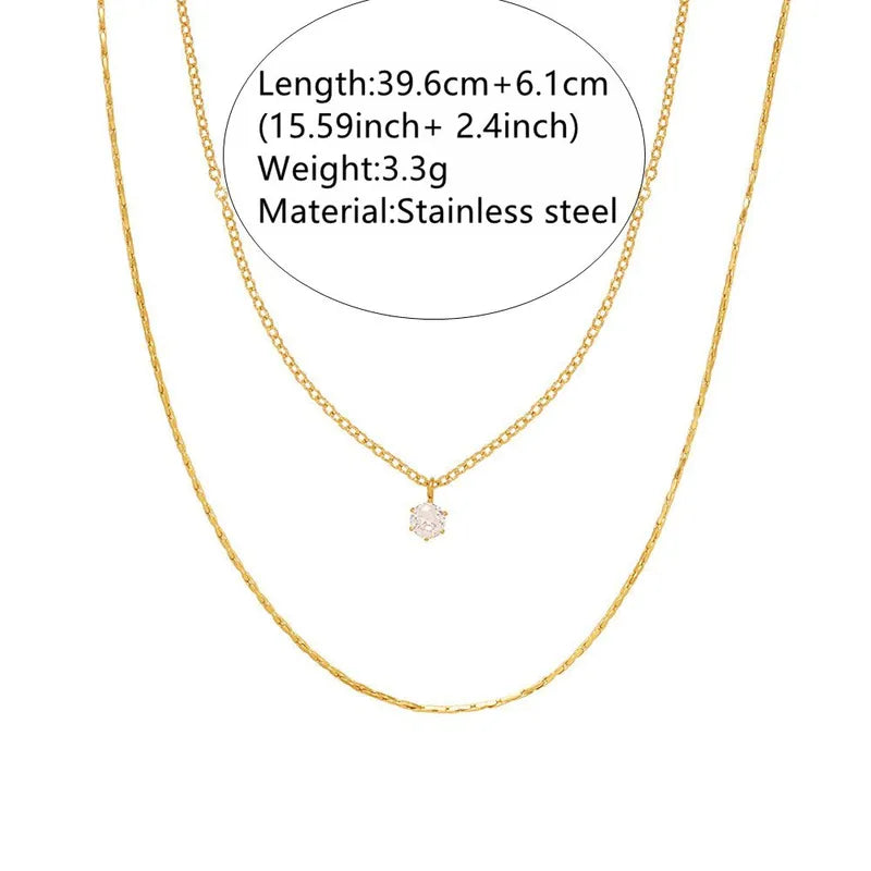 Collar Doble Dorado Acero Inoxidable