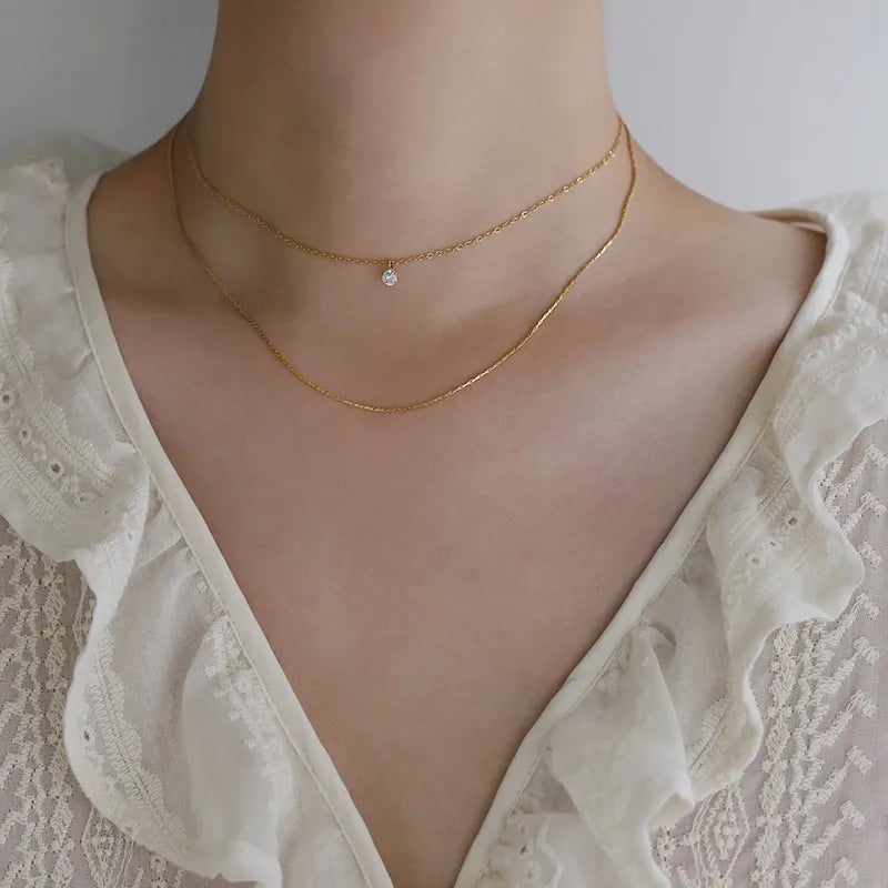 Collar Doble Dorado Acero Inoxidable