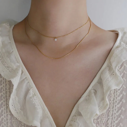Collar Doble Dorado Acero Inoxidable