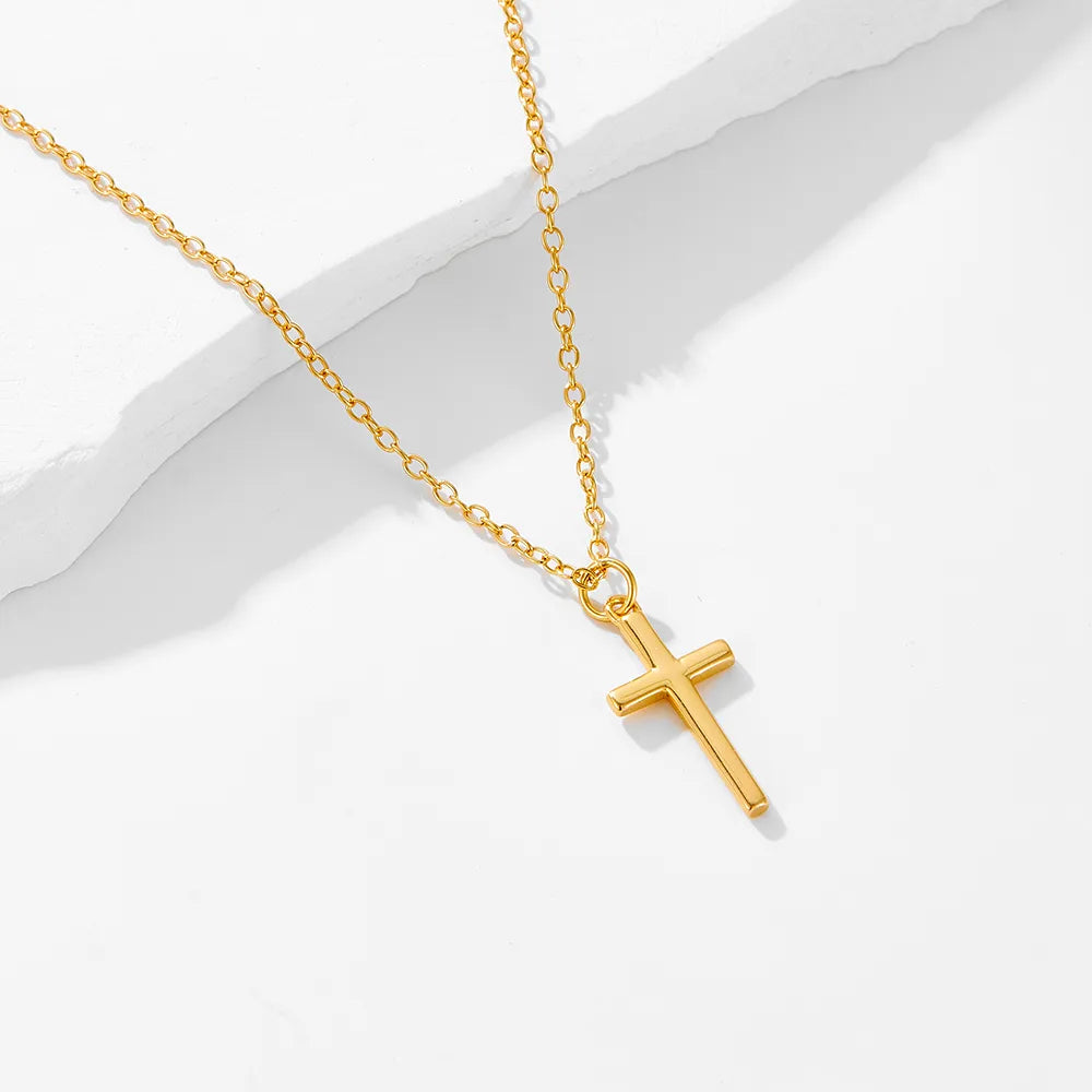 Collar Cruz Plata Esterlina Chapado 18k
