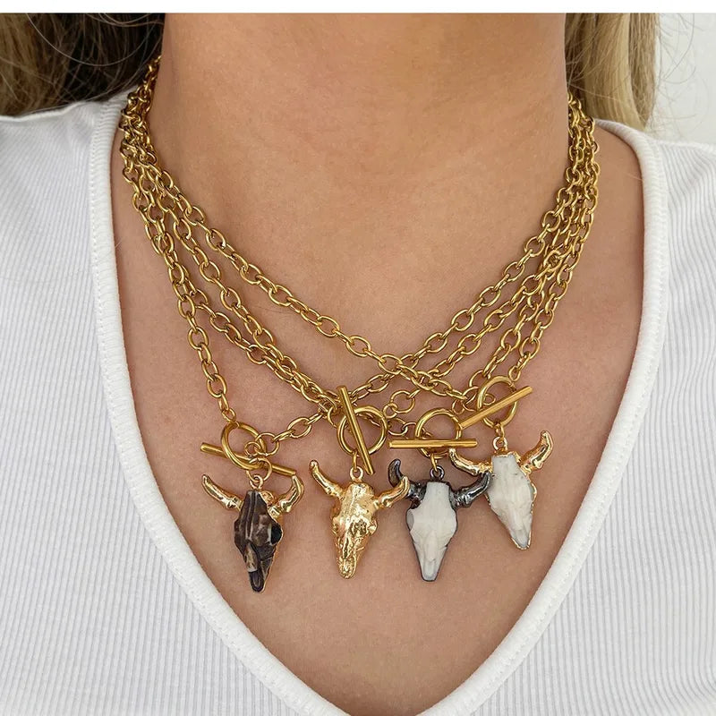 Collar Cabeza De Toro Acero Titanio