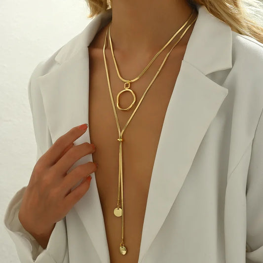 Collar Doble Largo Acero Inoxidable