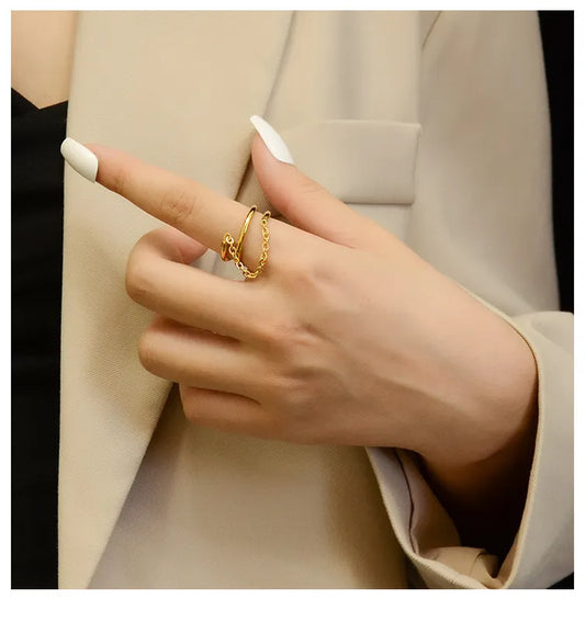 Anillo Retro Doble Acero Titanio
