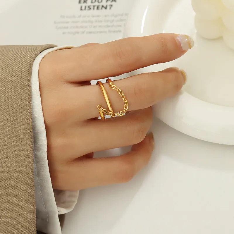 Anillo Retro Doble Acero Titanio