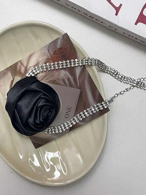 Choker Elegante Dulce Flor Cristal Artificial