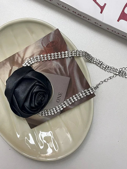 Choker Elegante Dulce Flor Cristal Artificial