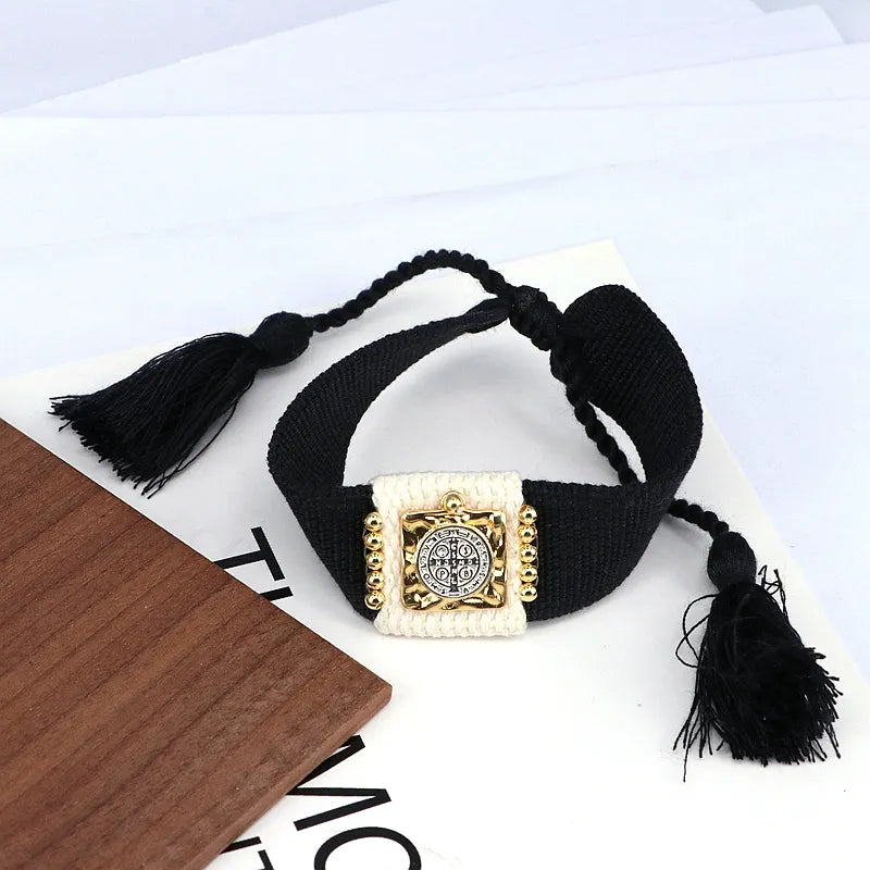 Pulsera Tejida Elegante Estilo Vintage Cruz Soga