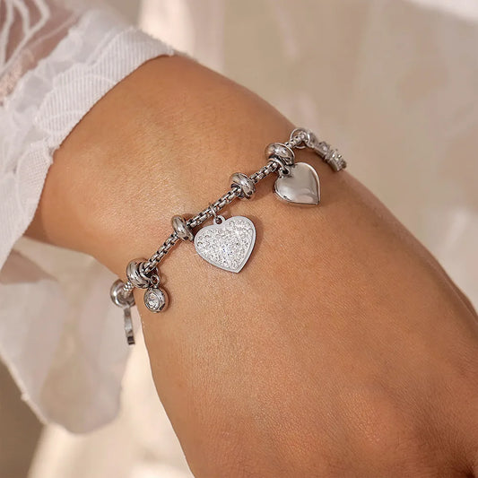 Pulsera Corazón Luna Estrella Acero Inoxidable