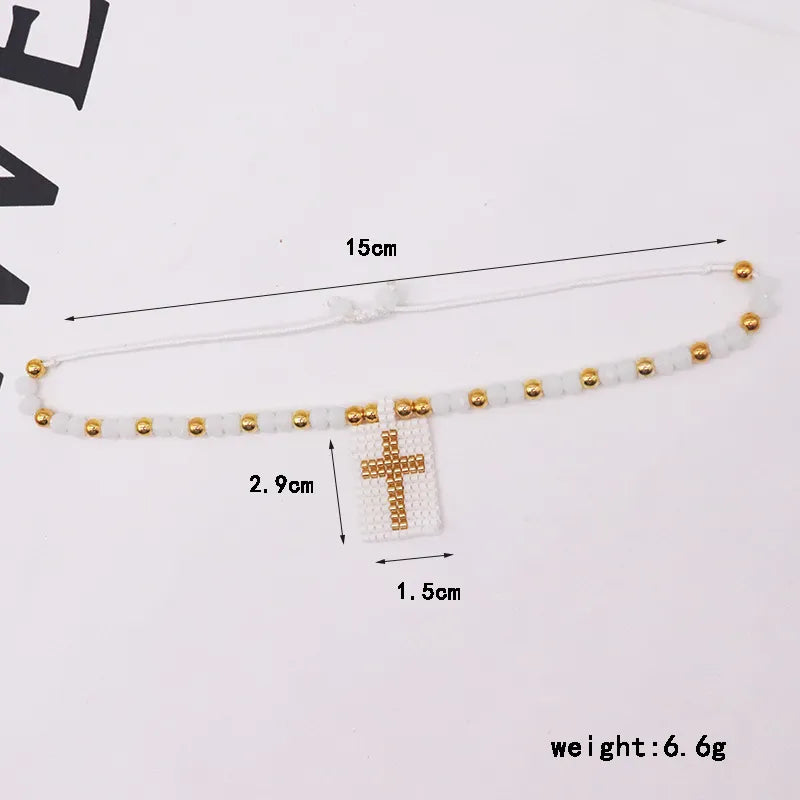 Pulsera Tejida  Cruz Corazón Love