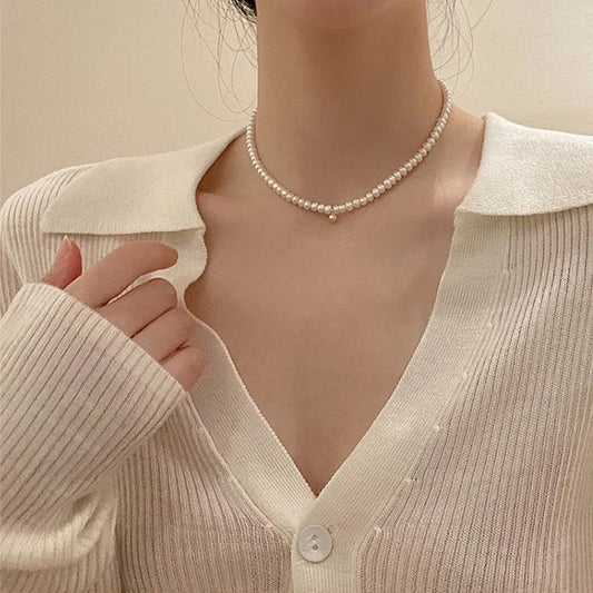 Collar Perlas Acero Inoxidable Chapado En Oro