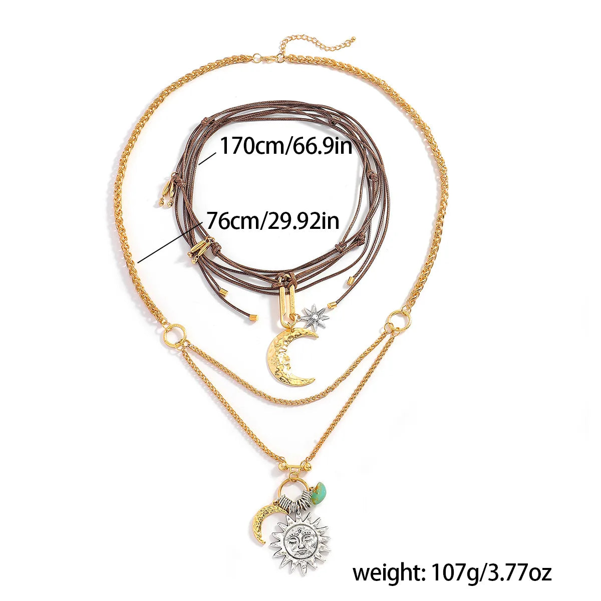 Set Collares Sol Luna Aleación Cuerda