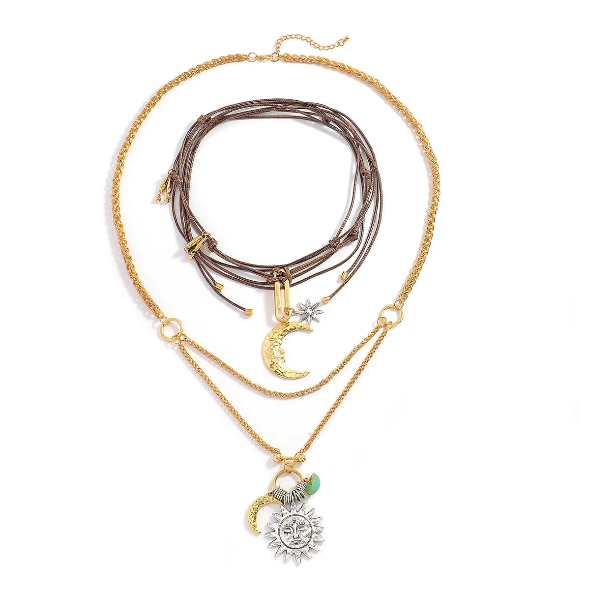 Set Collares Sol Luna Aleación Cuerda