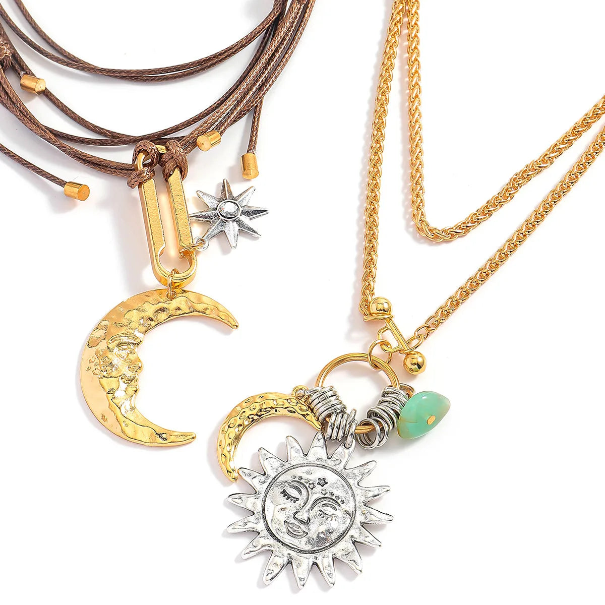 Set Collares Sol Luna Aleación Cuerda