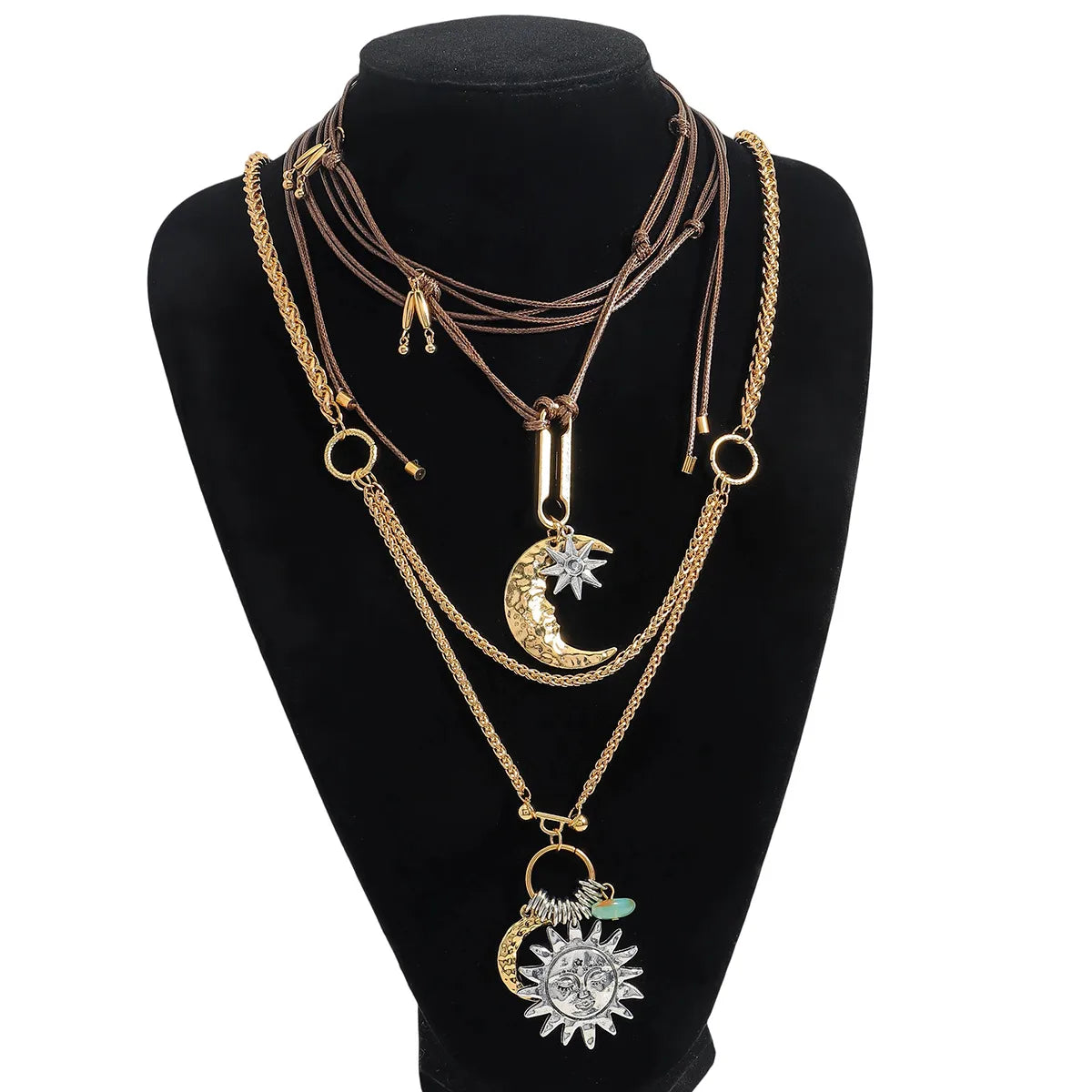 Set Collares Sol Luna Aleación Cuerda