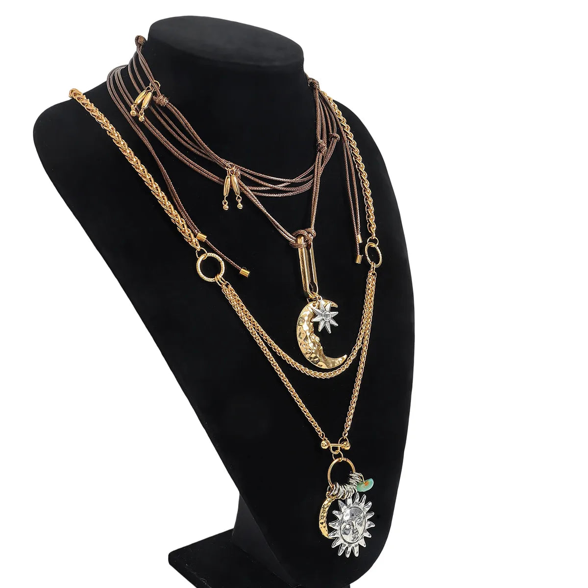 Set Collares Sol Luna Aleación Cuerda