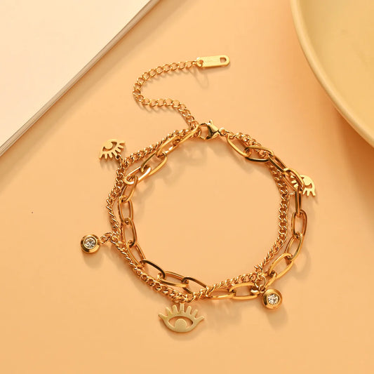 Pulsera Doble Ojo Del Diablo Acero Inoxidable