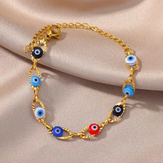 Pulsera Ojos Colores Acero Inoxidable