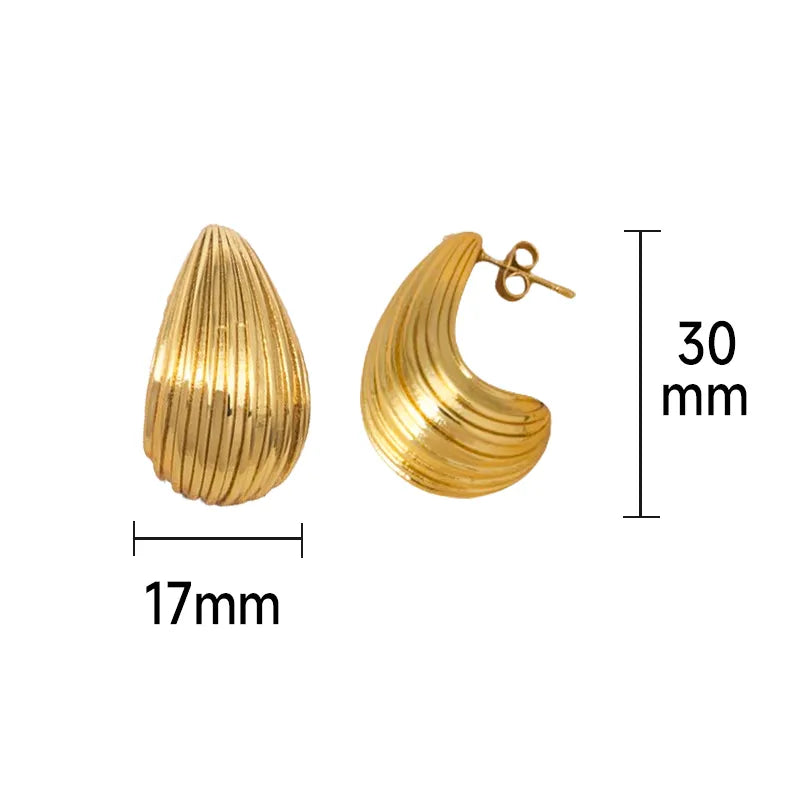 Aretes Gota Dorados Acero Titanio