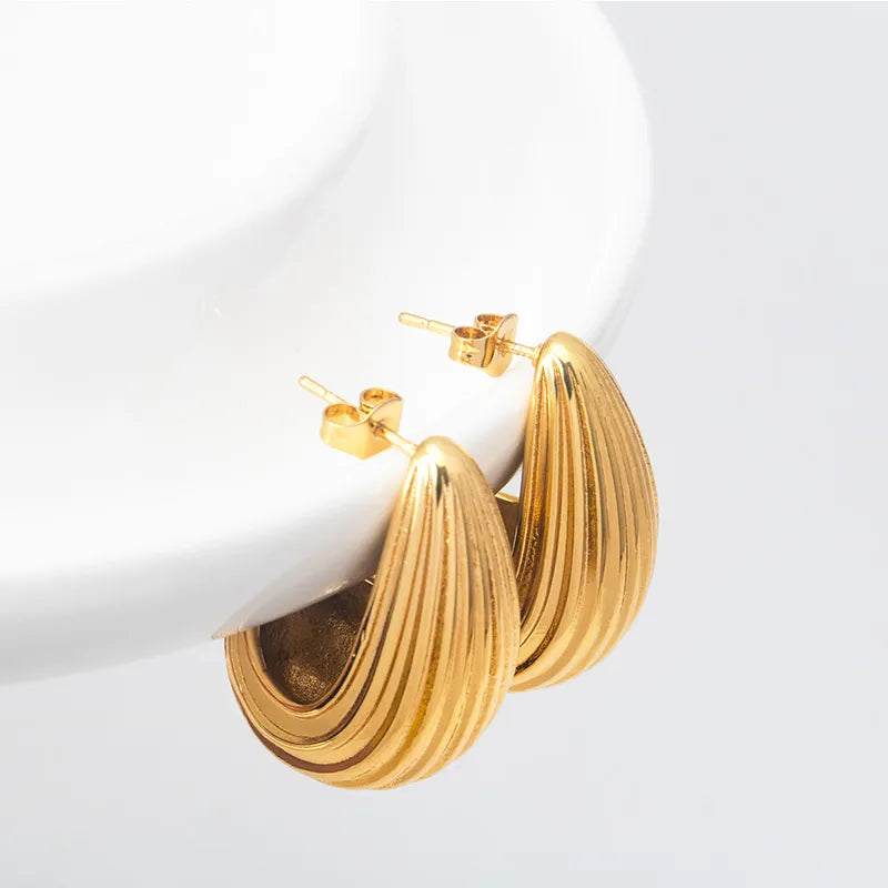 Aretes Gota Dorados Acero Titanio