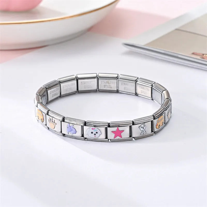 Pulsera Italiana Dibujos Acero Inoxidable