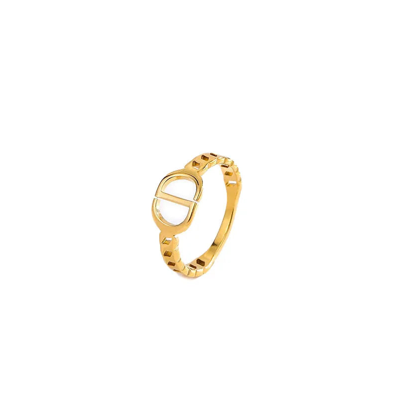 Anillo Dorado Sencillo Acero Titanio
