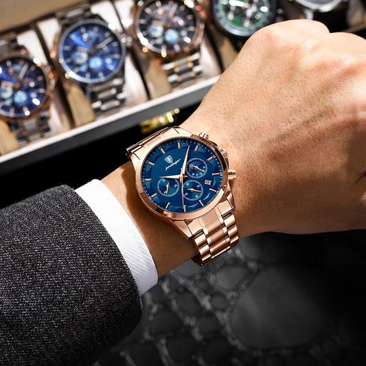 Reloj Cuarzo Dorado Azul