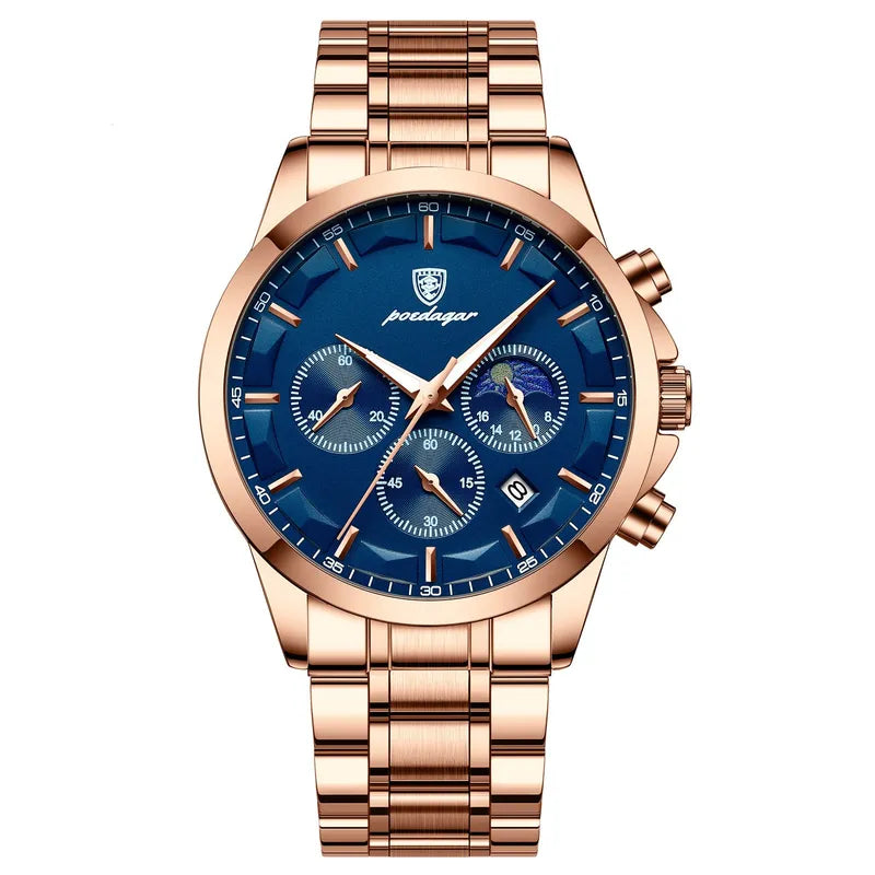 Reloj Cuarzo Dorado Azul
